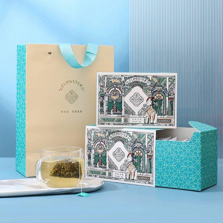 HOPAUS TEA & BEVERAGE Two boxes(2*3.5*14 gram gift pack) Flower Jasmine Tea（3.5*14 gram gift pack）